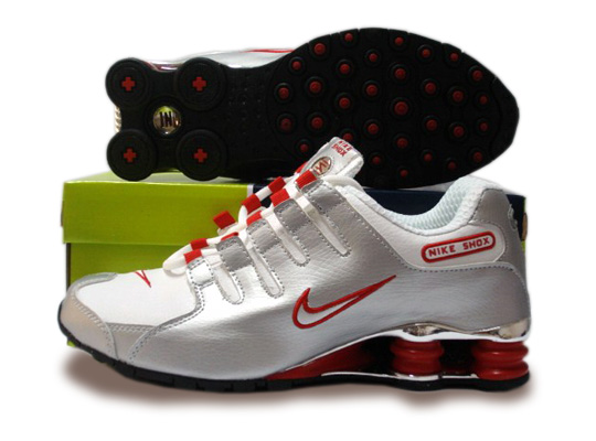 Mens Nike Shox Nz Premium Shoes Silver Red